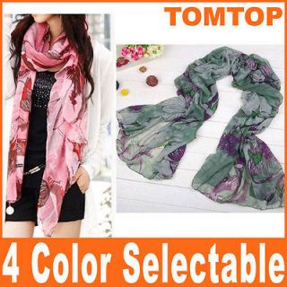   Color Neck Scarf Shawl Flower Ink Style Long Cotton Wide Wrap New
