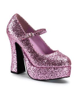 Women Pink Glitter Mary Janes Platform Jane Shoes