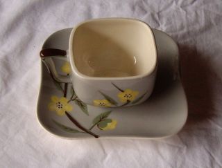 WEIL WARE OF CALIFORNIA YELLOW BLOSSOM PATTERN CUP AND SAUCER WW*