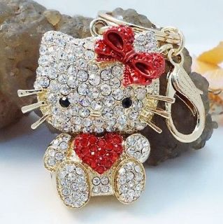   Hello Kitty Cat New Fashion Rhinestone Crystal Key Ring Bag Chain Gift