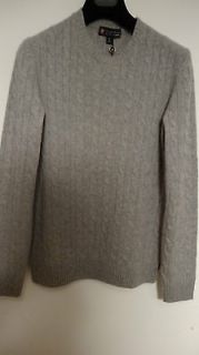 NEW Daniel Bishop Gray Finest Mongolian 100% 2 Ply Cashmere Cable Knit 