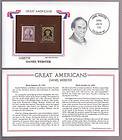 DANIEL WEBSTER 1932 STAMP ON COVER GREAT AMERICANS w/22 kt GOLD 