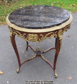 Louis XV Marble Top Occasional Table w/Gold Carvings Early 20th 