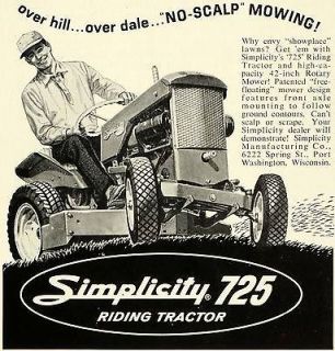 1962 Ad Simplicity 725 Riding Tractor Port Washington Agriculture Farm 