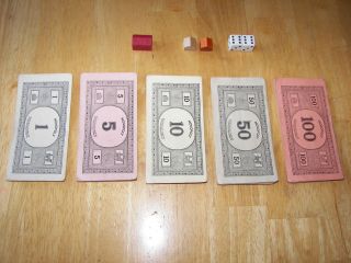 Vintage Old Antique 1935 Monopoly Money and Hotel House Tokens