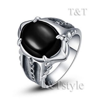High Quality T&T 316L Stainless Steel Ring With Black Onyx Size 11 