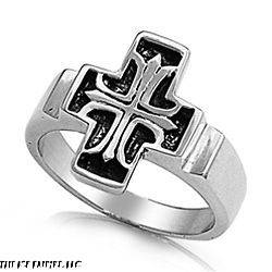   BIKER GOTHIC CATHOLIC CROSS STAINLESS STEEL SILVER RING SIZE 8 13