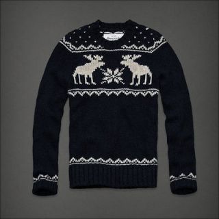 NWT ABERCROMBIE & FITCH MOOSE KNIT WOOL HOLIDAY CHRISTMAS SWEATER 