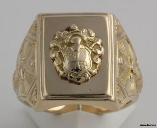 Vintage Demolay Masonic Ring   10k Yellow Gold Solid Back Band 12.8g 
