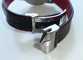   Monaco Band Strap RED STITCHING with Deployment Clasp for Tag Heuer