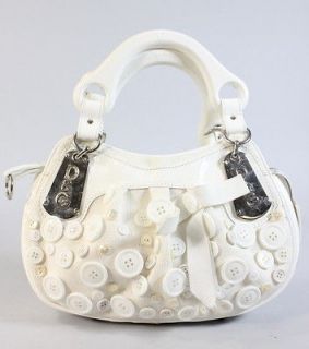DOLCE & GABBANA White Canvas Button Bow Wooden Handles Runway Tote 
