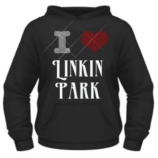 Ladies Diamante / Rhinestone I Love ( Heart ) Linkin Park hoodie XS 