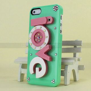 Love Style Green Bling Diamond Rotate Make up Mirror Case Cover For 