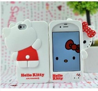 New White Cute Hello kitty Silicone Rubber Soft case cover for iphone 