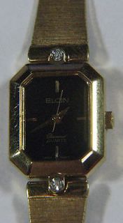 Ladies Elgin Old Diamond Quartz Wrist Watch