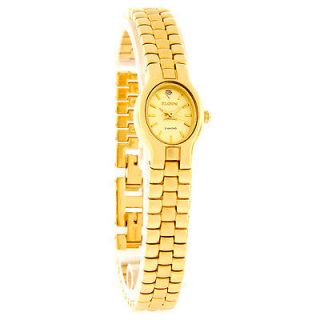  Quartz Ladies Classic Diamond Satin Finish Gold Tone Bracelet Watch 