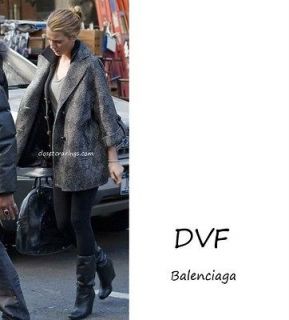 DVF Diane Von Furstenberg BUBBY PATCH Coat Jacket LARGE 10 12