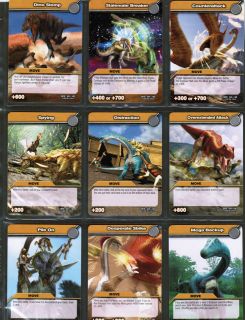 Page of 9 DINOSAUR KING Upper Deck TCG Card DKTB series. 9 common 