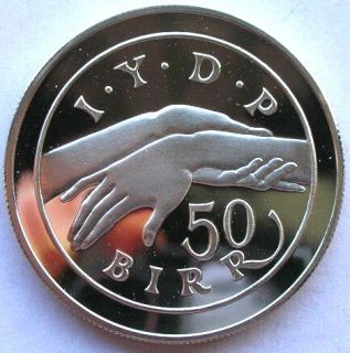 Ethiopia 1974 Year of Disabled 50 Birr Silver Coin,Proof