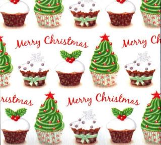 CHRISTMAS CUPCAKES GIFT WRAPPING PAPER  One 6 Sheet