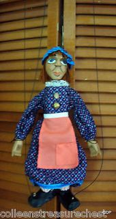 Vintage Marionette Original String Puppet Women Hand Carved Wood Hand 