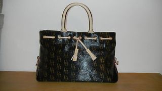 DOONEY & BOURKE Shiny Black Classic Signature DB Tassel Tote Handbag 