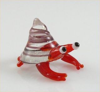 Hermit Crab Tiny Miniature Glass Figurine Red/purple/CL