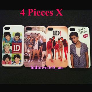 For Iphone 4 4G 4S 4Pcs One Direction 1D Hard Plastic Back Case Cover 