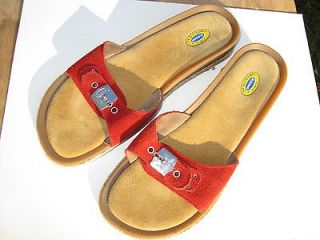   The Original Dr Scholls Red Suede Buckle Sandal Heaven Shoes size 9