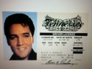 Elvis Presley Drivers License for Impersonator Costume Christmas 