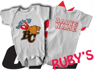 BC Lions custom ONESIE JERSEY ROMPER BABY LOVES LIONS   ADD BABYS NAME