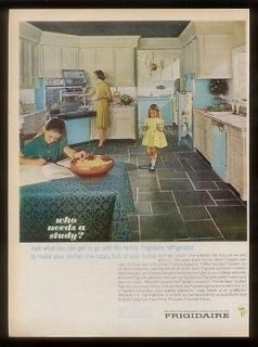 1963 Frigidaire Flair double oven pull out range & blue appliances 