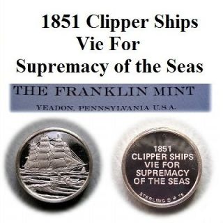 Franklin Mint Sterling Silver Mini Ingot: 1851 Clipper Ships Vie For 