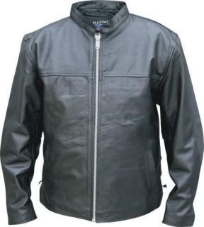 Allstate Mens Black Soft, Light Leather Scooter Shirt Jacket Side Lace