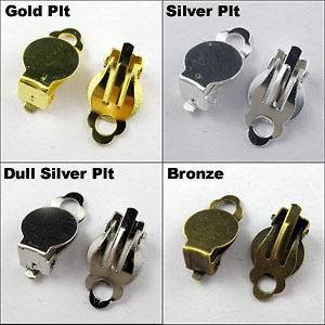 20Pcs Flat Pad Clip On Earring Finding DIY Gold,Silver,Br​onze,Dull 