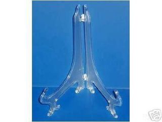 Lot of 12~ CLEAR 5 PLASTIC PLATE STANDS / EASELS  NEW!