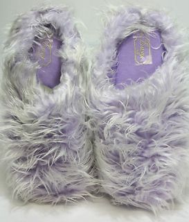 Classic super fuzzy hairy PURPLE slippers womens large fits 8 9 slip 