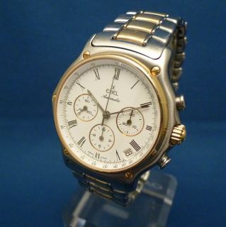 GENTS STAINLESS STEEL AND GOLD EBEL 1911 AUTOMATIC CHRONOGRAPH 