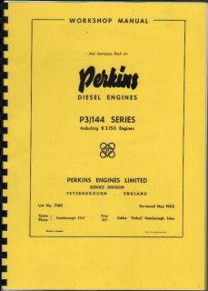 Perkins P3/144 Diesel Engine Workshop Manual Instruction Book