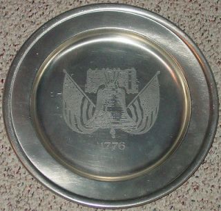 PEWTER PLATE LIBERTY BELL 1776 INDEPENDENCE DAY PREISNER 10 1/2 INCH
