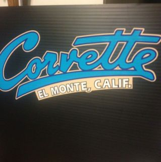 Vintage Corvette El Monte, Calif Travel Trailer Decal Blues & White On 