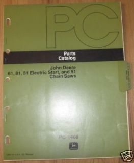 John Deere 61 81 Electric Start Chain Saw Parts Catalog