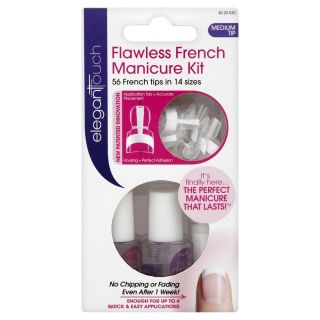 Elegant Touch Flawless Medium Tip French Manicure Kit Set 56 Nail Tips 