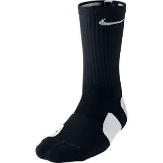 Nike Dri Fit CREW ELITE Basketball Socks White/ Black Sz 8 12 L Brand 