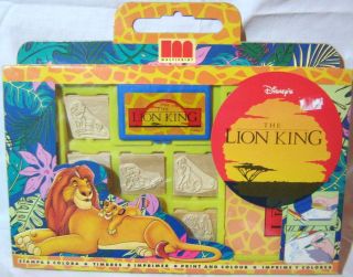   LION KING WOOD BACKED RUBBER STAMPS STATIONERY SET EUROPEAN MIB NEW
