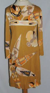 Beautiful MOD EMILIO PUCCI Silk Jersey Knit Signature Print Dress b 38