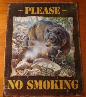 PLEASE NO SMOKING Rustic Black Bear Lodge Primitive Log Cabin Home 