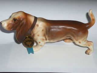 Basset Hound Dog Figurine CHAMPION Ribbon Collar Napcoware C6742 6 1/2 