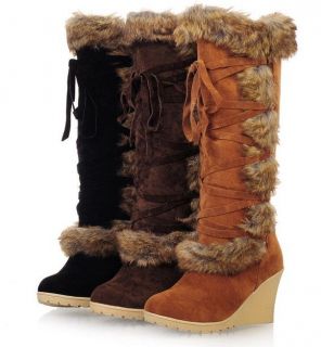   Girls Sexy Wedges Slim Warm Pumps Fashion Knee High Winter Snow Boots