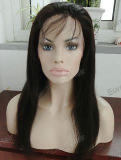 100% European Remy Human Hair Silk Top Full Lace Wig 16 Dark Brown